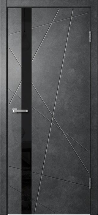 LINE, LINE02, Бетон темный, ПВХ, Распашная, Раздвижная, 600 x 2000 мм